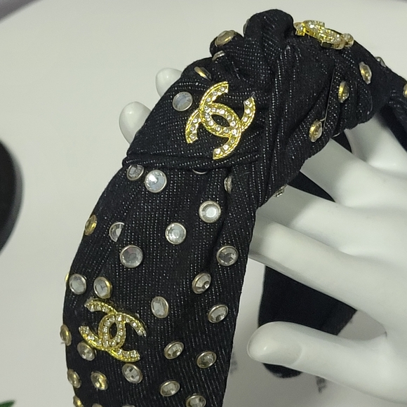 Studded Crystal Embellished Denim Headband, Choice Of One - Picture 10 of 12